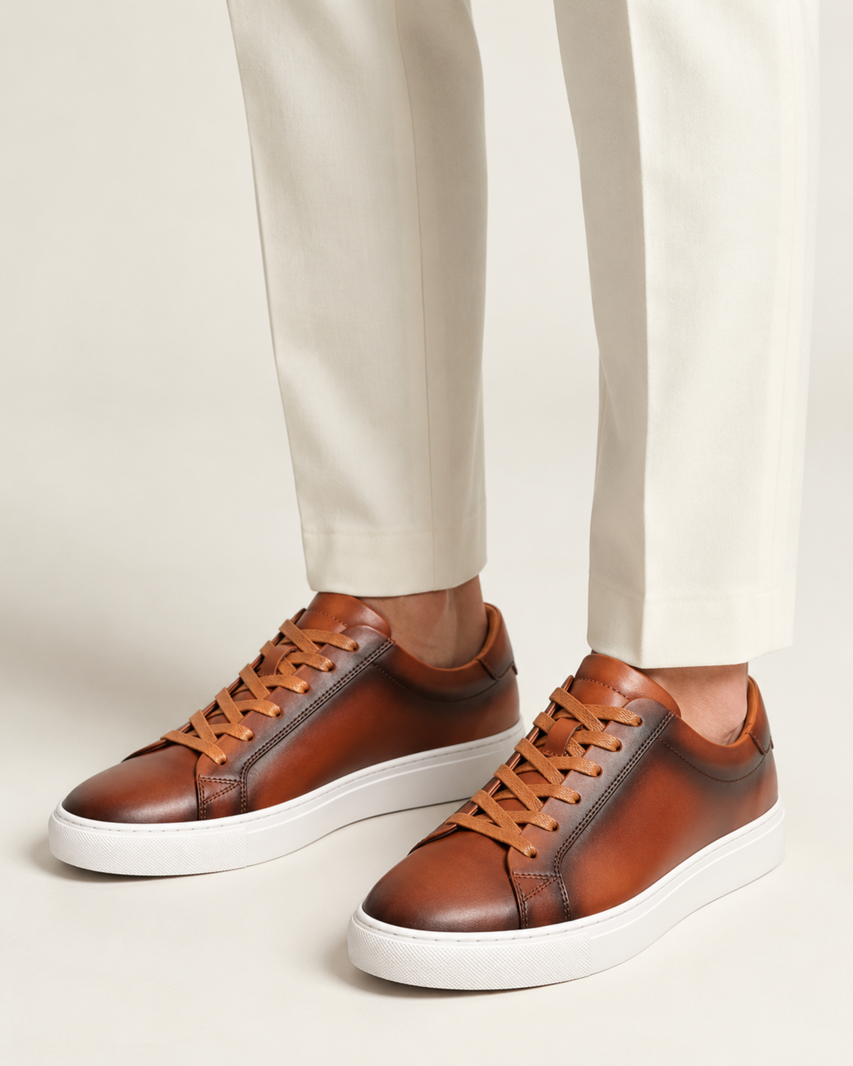 COMO LEATHER TRAINER - BROWN