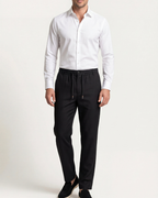 CAPRI STRETCH LINEN TROUSER - BLACK