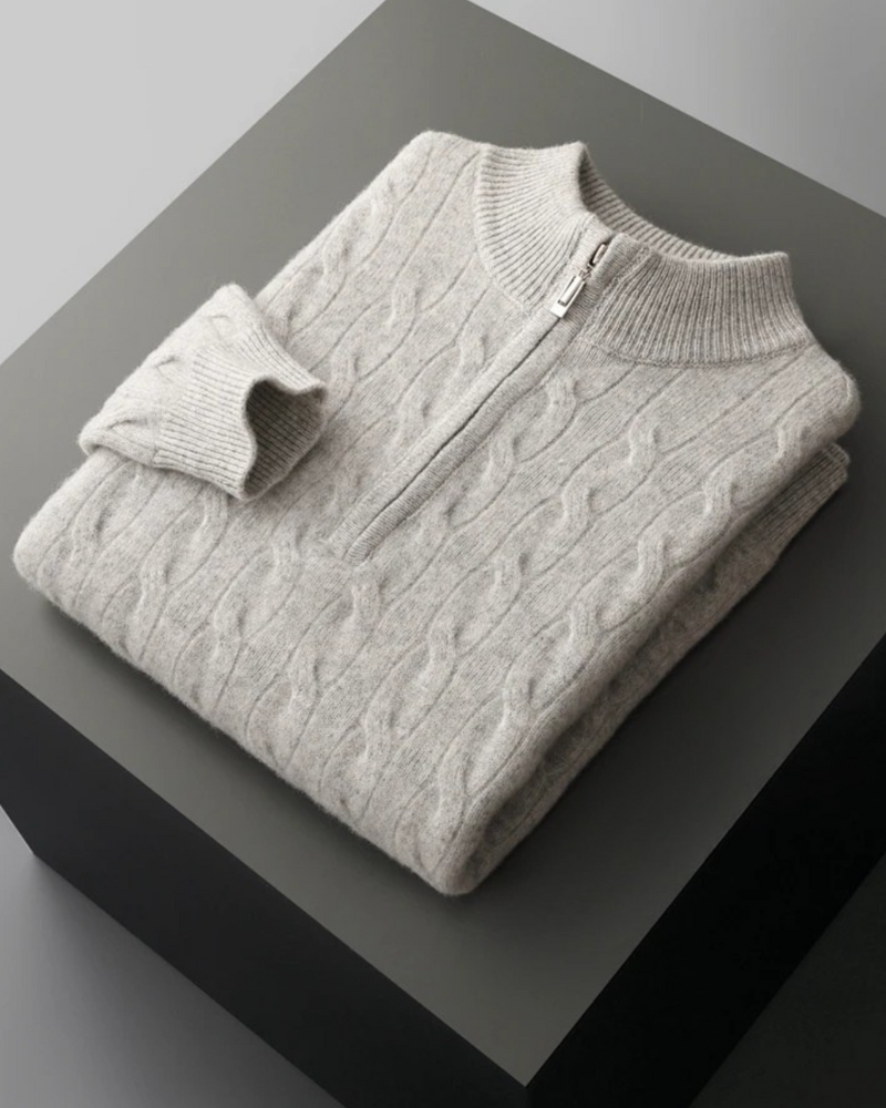 MERINO CABLE HALF ZIP