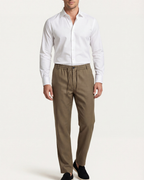 CAPRI STRETCH LINEN TROUSER - BROWN