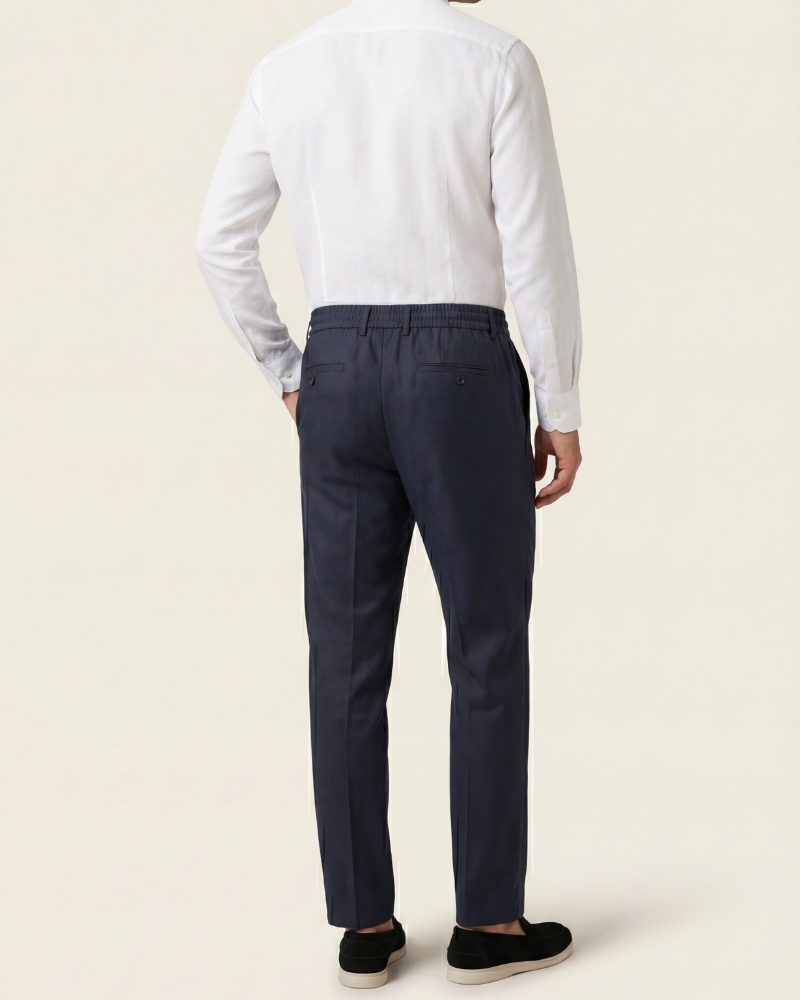 CAPRI STRETCH LINEN TROUSER - NAVY BLUE