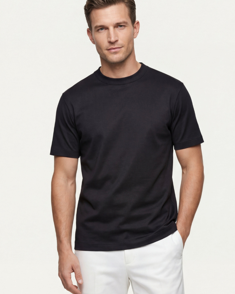 MERCERIZED COTTON TEE - BLACK