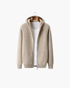 MERINO RIBBED ZIP HOODIE