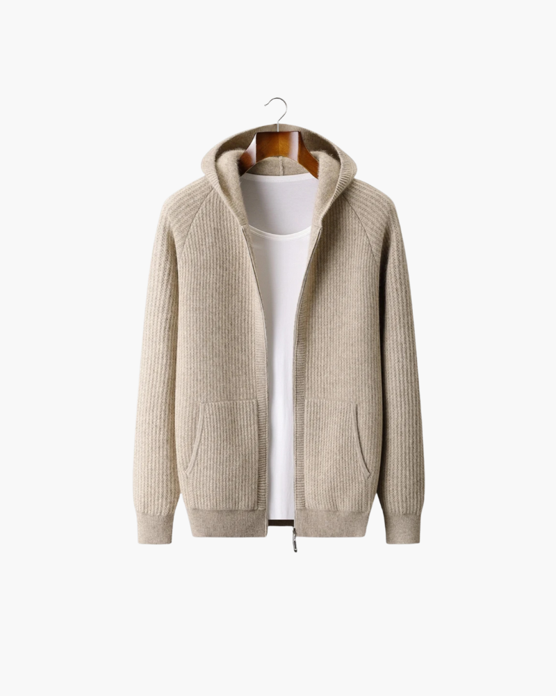 MERINO RIBBED ZIP HOODIE