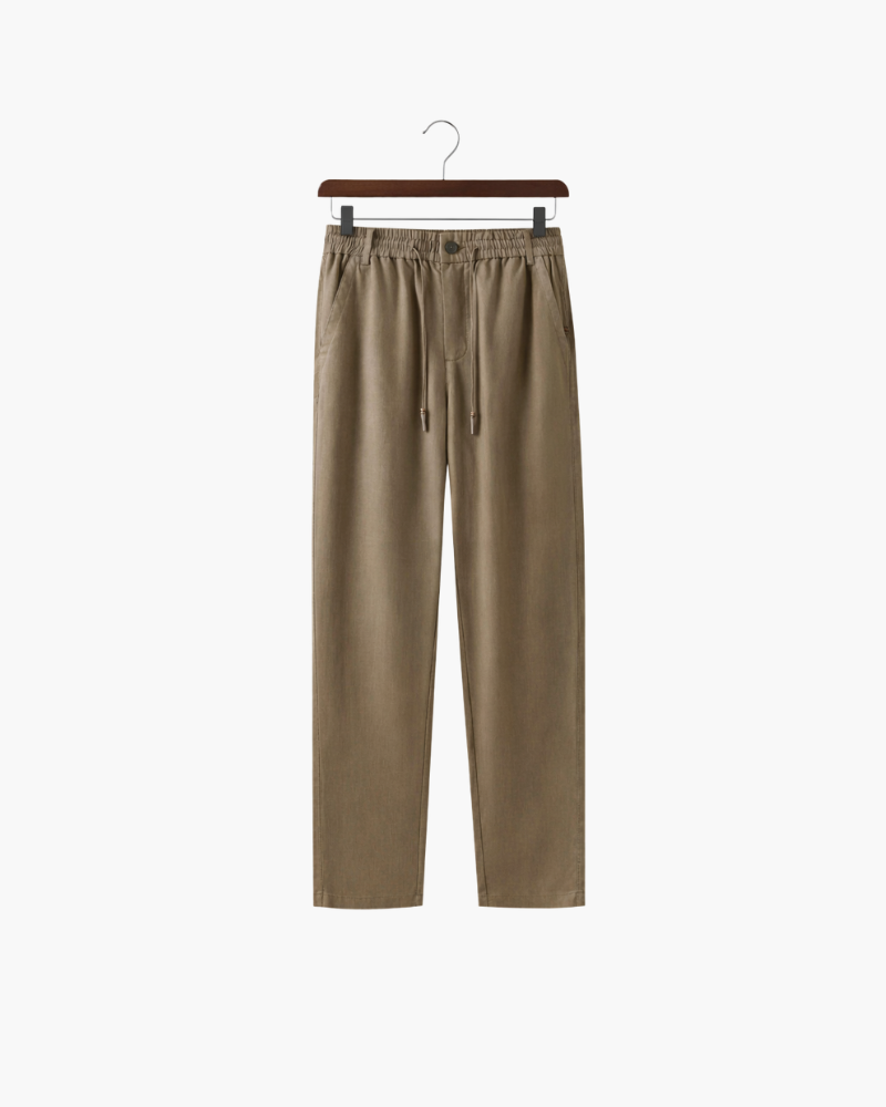 CAPRI STRETCH LINEN TROUSER - BROWN