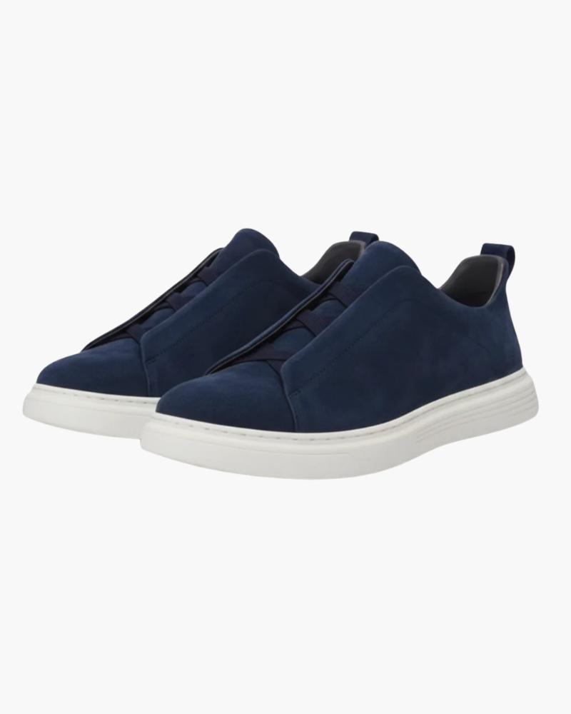 SUEDE SLIP-ON SNEAKER – NAVY BLUE