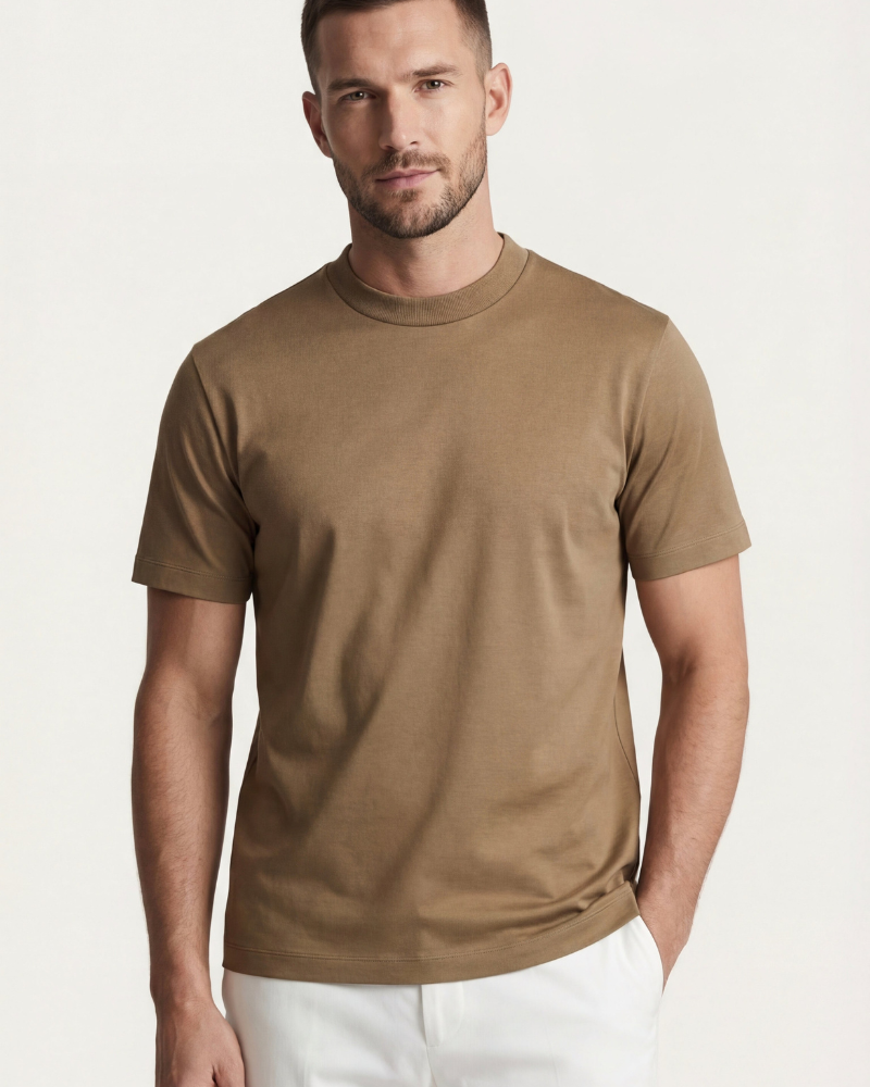 MERCERIZED COTTON TEE - OLIVE