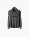 CASHMERE STRIPED ZIP CARDIGAN
