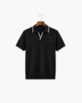 RIVARO KNITTED POLO - BLACK
