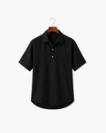 MONZA LINEN POLO - BLACK