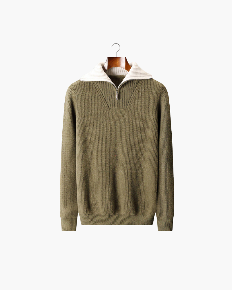 MERINO HALF ZIP REFINED SWEATER
