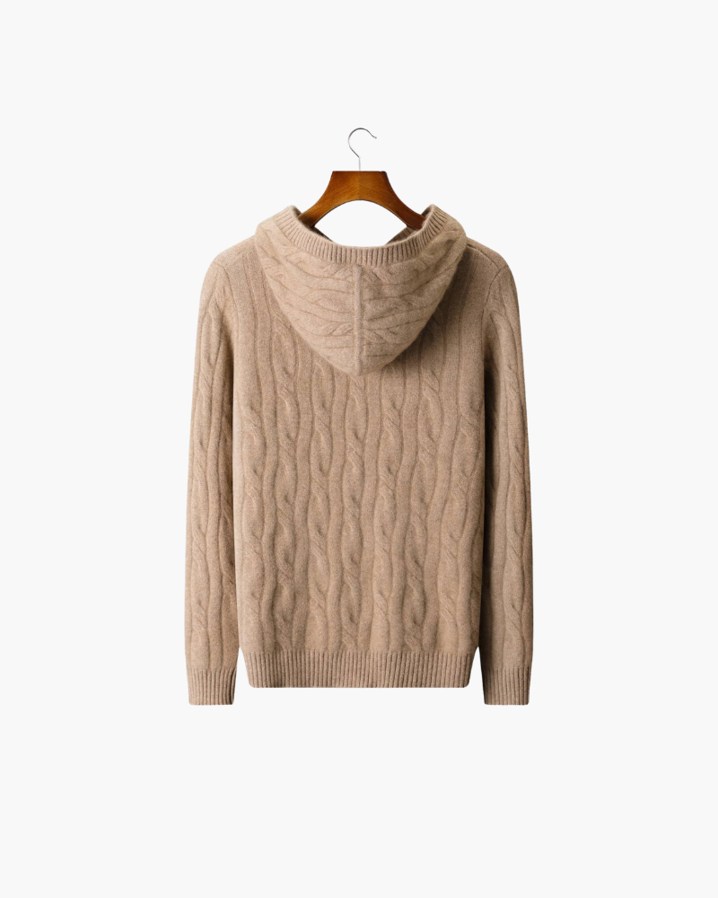 CASHMERE CABLE KNIT HOODIE