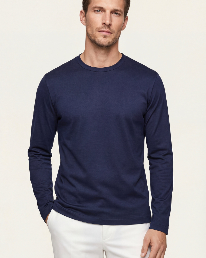MERCERIZED COTTON LONGSLEEVE - NAVY