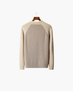 MERINO TWO-TONE HALF ZIP SWEATER