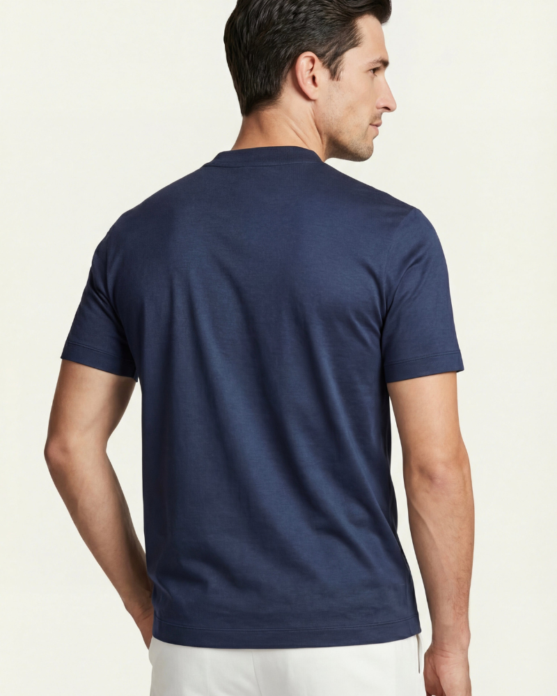 MERCERIZED COTTON TEE - NAVY BLUE