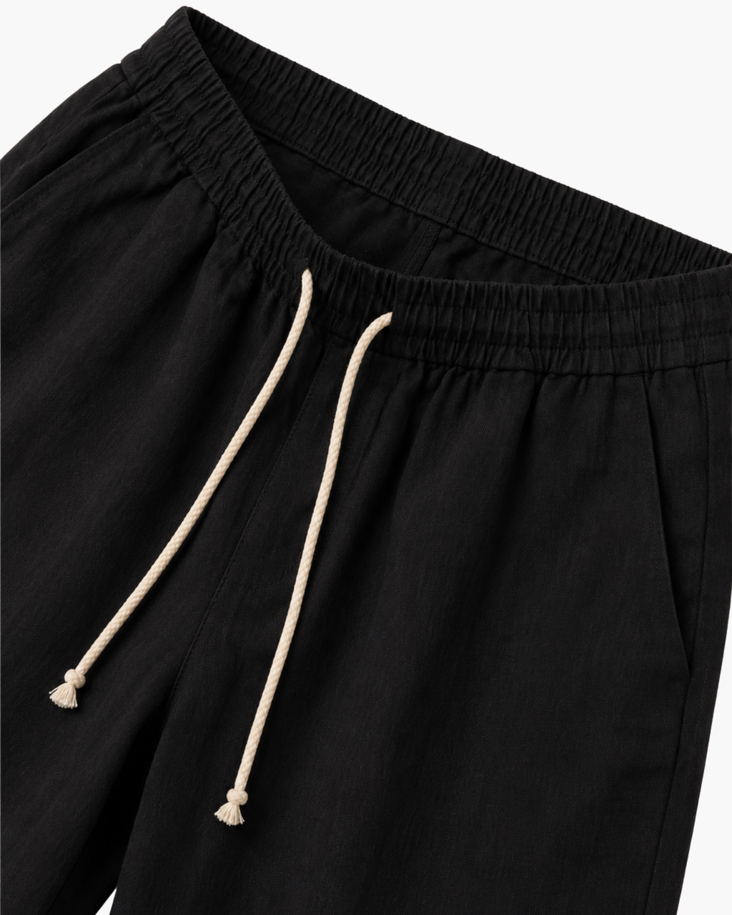 LECCI LINEN DRAWSTRING SHORT - BLACK
