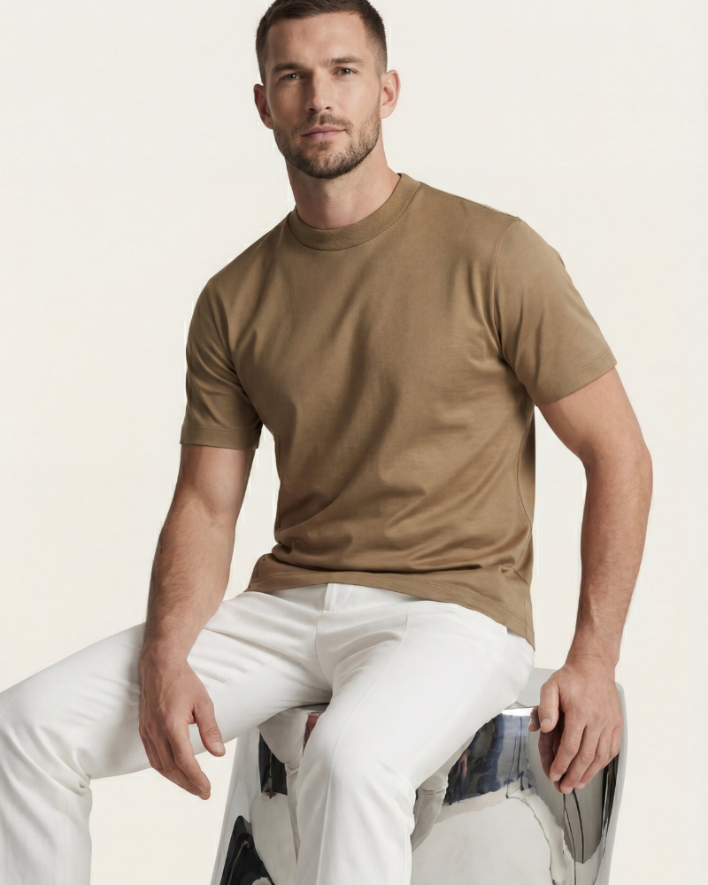 MERCERIZED COTTON TEE - OLIVE