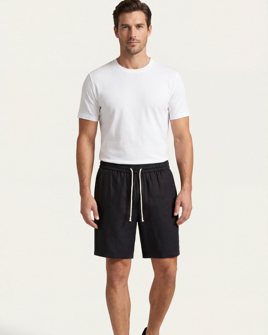 LECCI LINEN DRAWSTRING SHORT - BLACK