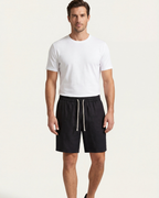 LECCI LINEN DRAWSTRING SHORT - BLACK