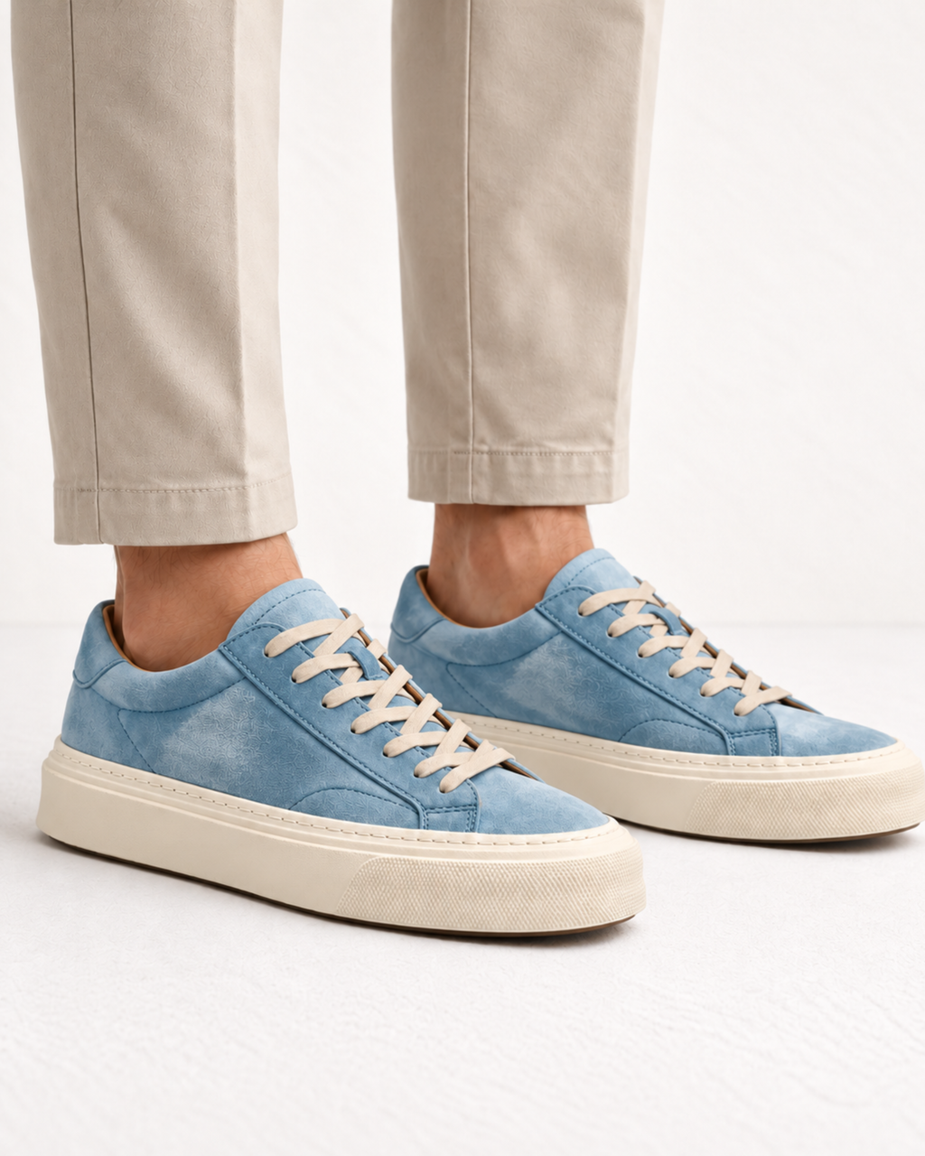 TAVERNA COWHIDE SNEAKER - OCEAN BLUE