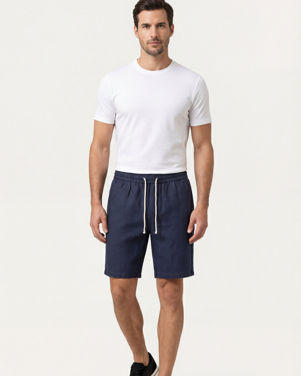 LECCI LINEN DRAWSTRING SHORT - NAVY