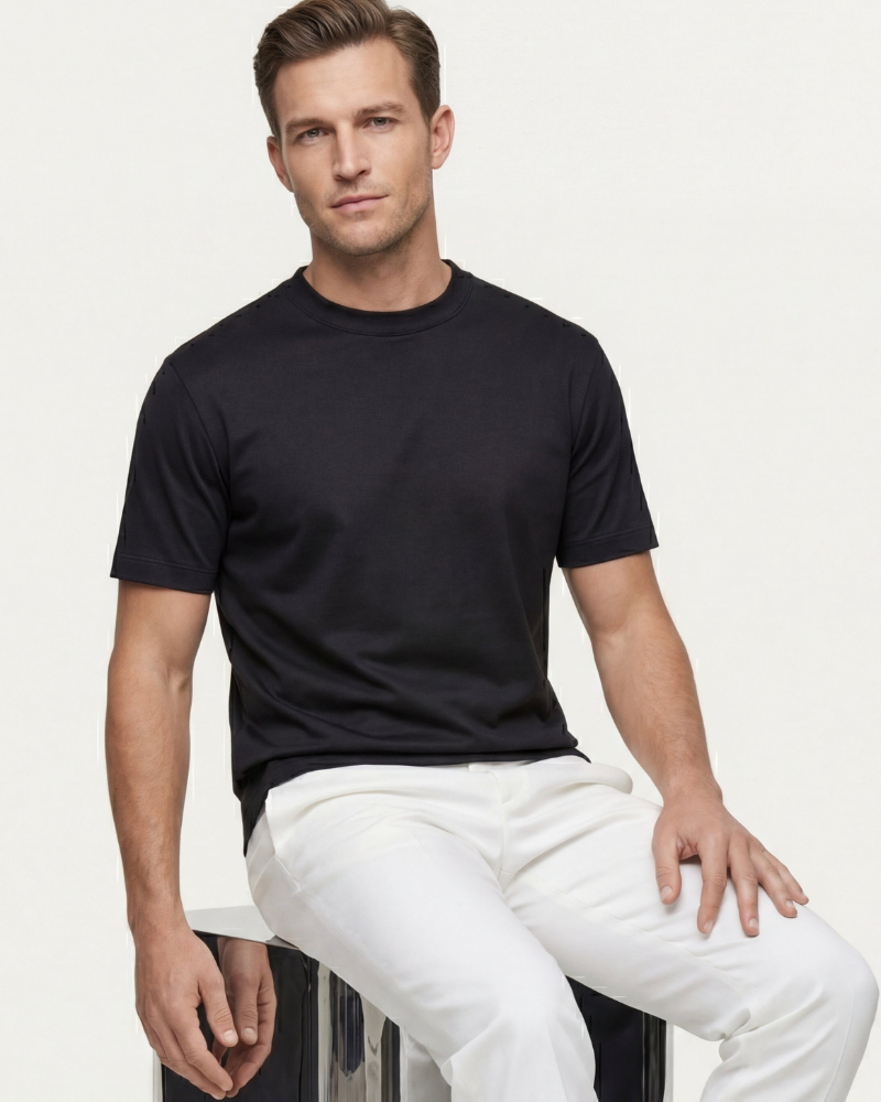 MERCERIZED COTTON TEE - BLACK