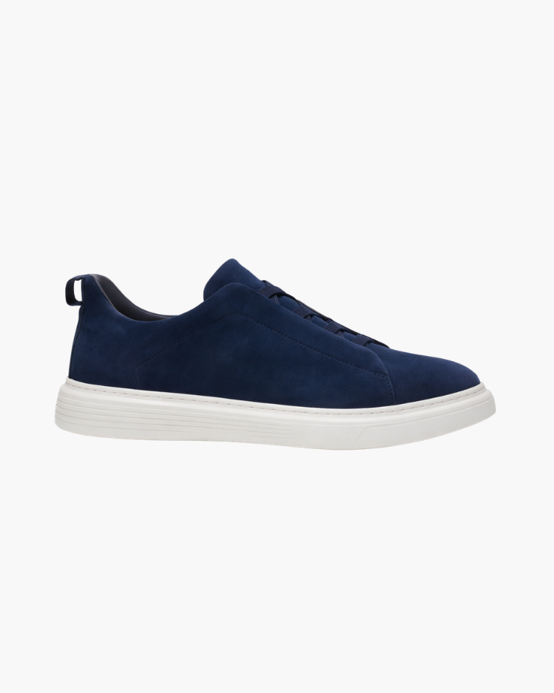 SUEDE SLIP-ON SNEAKER – NAVY BLUE