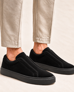 MONACO SUEDE SLIP-ON - BLACK