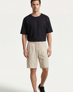 LECCI LINEN DRAWSTRING SHORT - BEIGE
