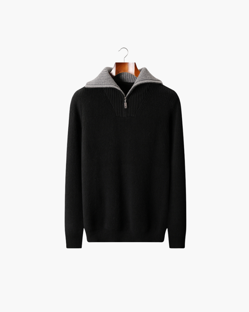 MERINO HALF ZIP REFINED SWEATER
