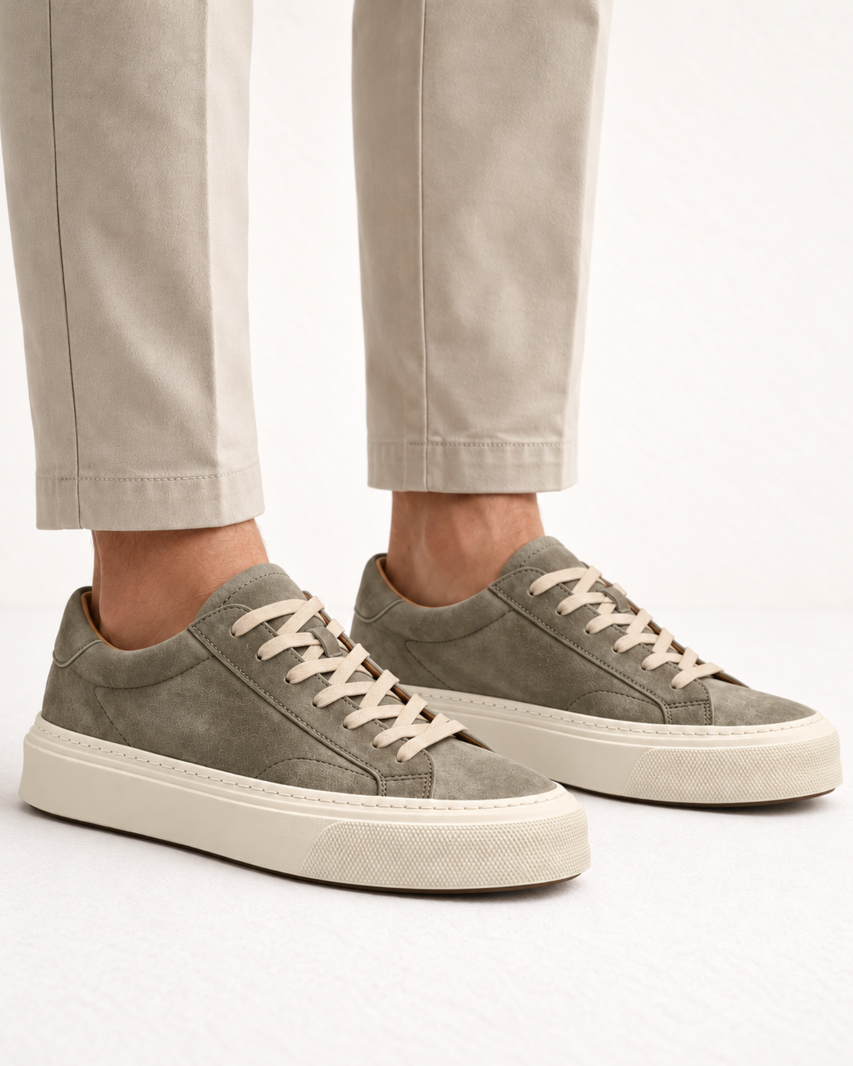 TAVERNA COWHIDE SNEAKER - SAGE GREEN