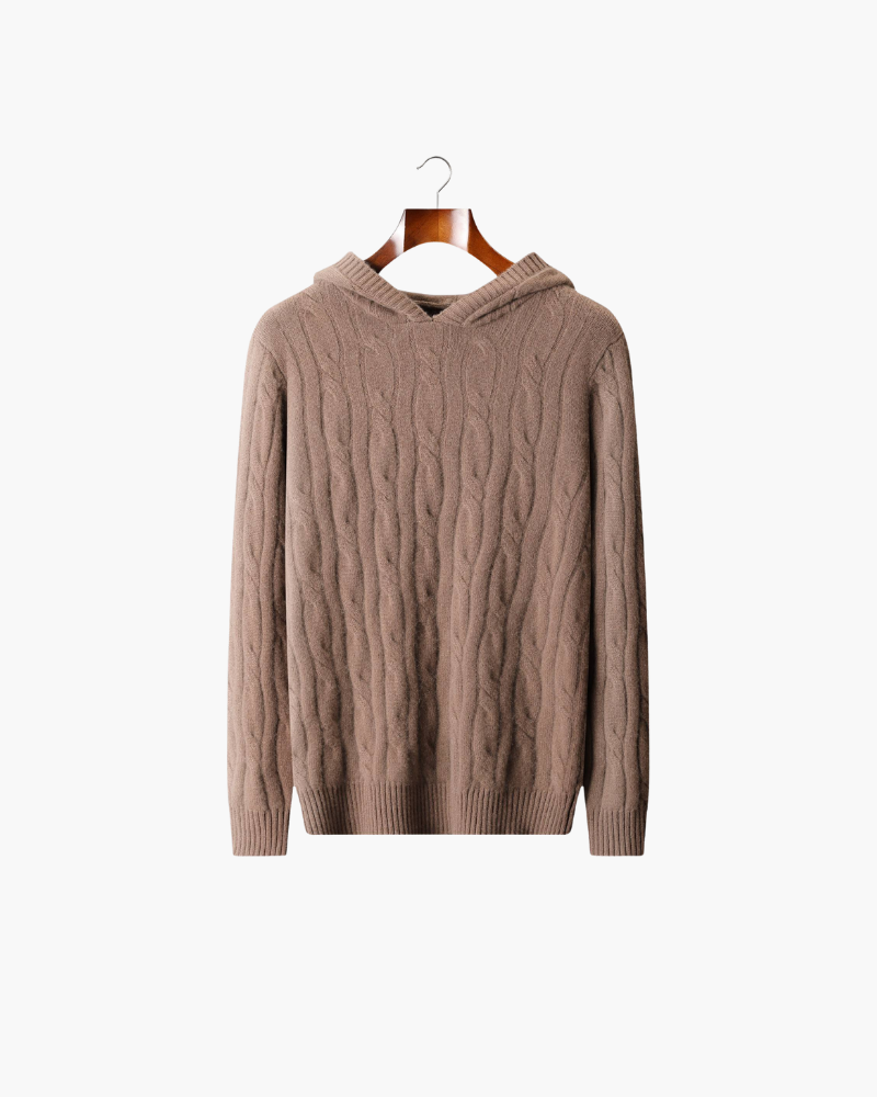 CASHMERE CABLE KNIT HOODIE