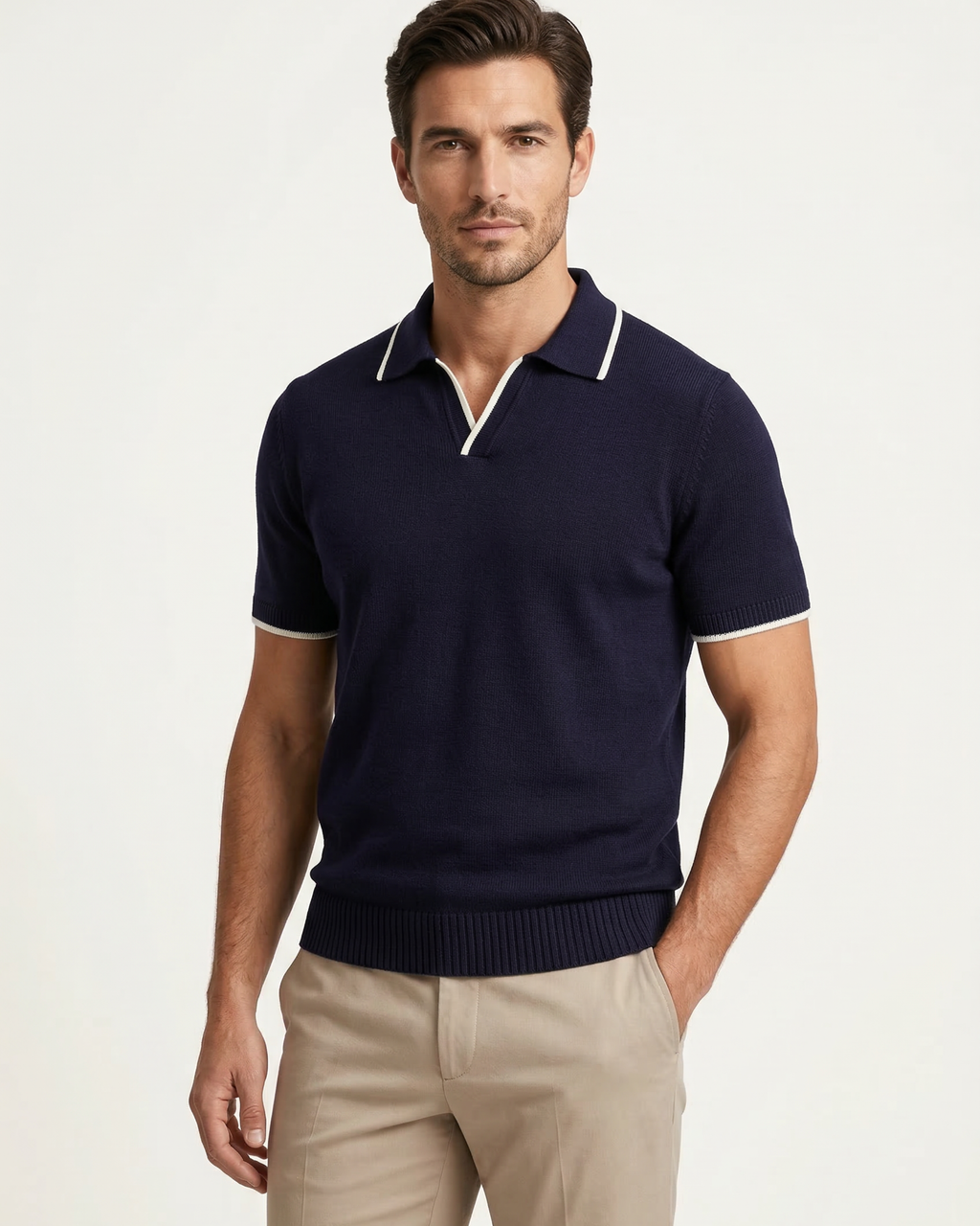 RIVARO KNITTED POLO - NAVY