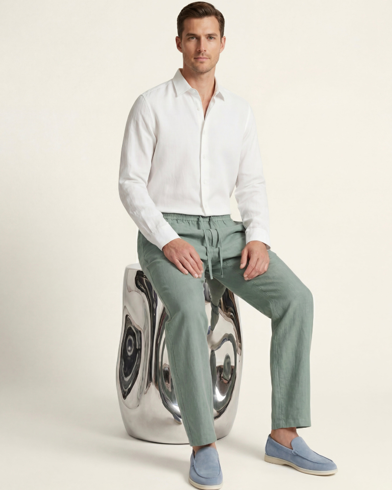 CATANIA LINEN TROUSERS - MINT