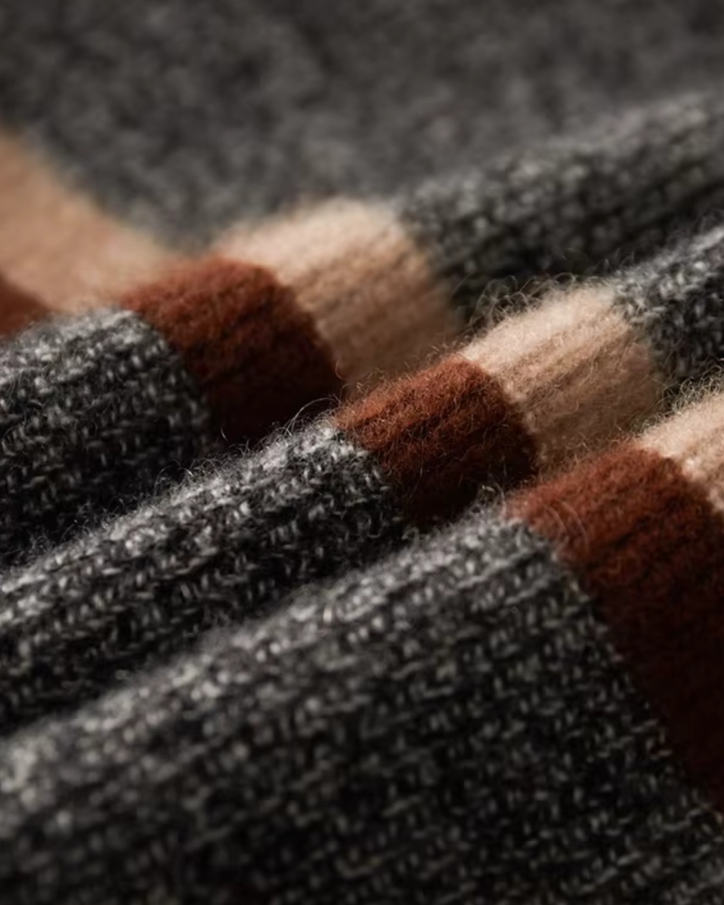 CASHMERE STRIPED ZIP CARDIGAN