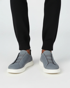 SUEDE SLIP-ON SNEAKER – LIGHT BLUE