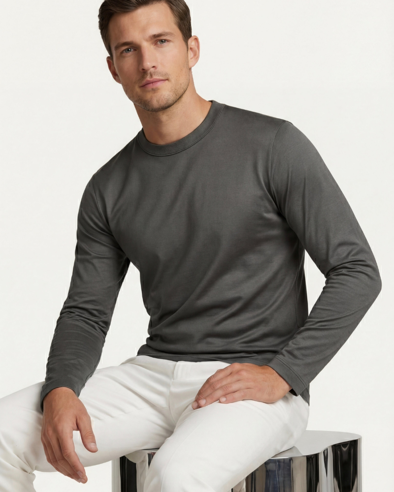 MERCERIZED COTTON LONGSLEEVE - GREY