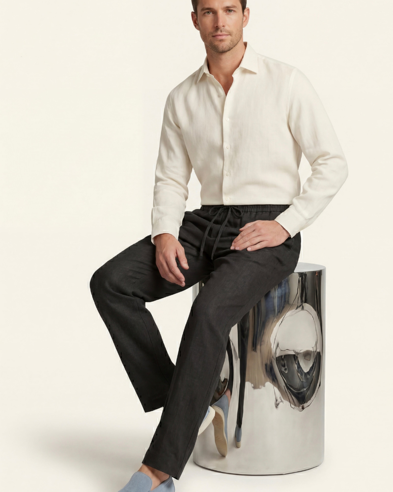 CATANIA LINEN TROUSERS - BLACK