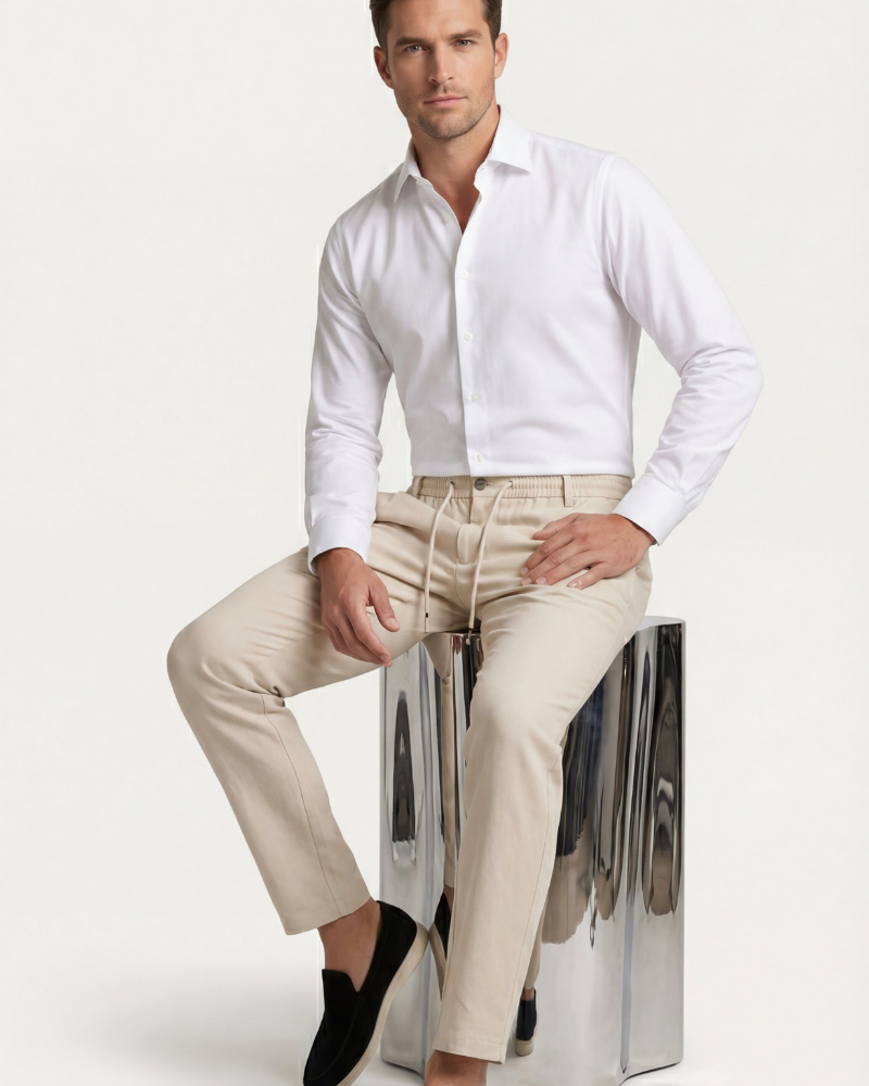 CAPRI STRETCH LINEN TROUSER - SAND