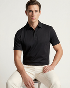 MERCERIZED COTTON POLO - BLACK