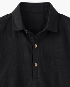 MONZA LINEN POLO - BLACK