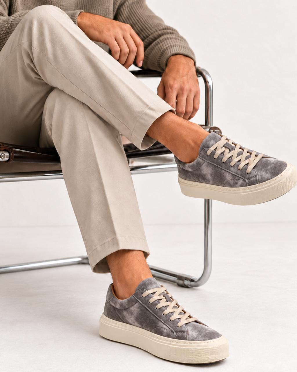 TAVERNA COWHIDE SNEAKER - GREY