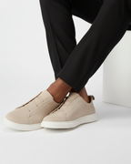 SUEDE SLIP-ON SNEAKER – SAND