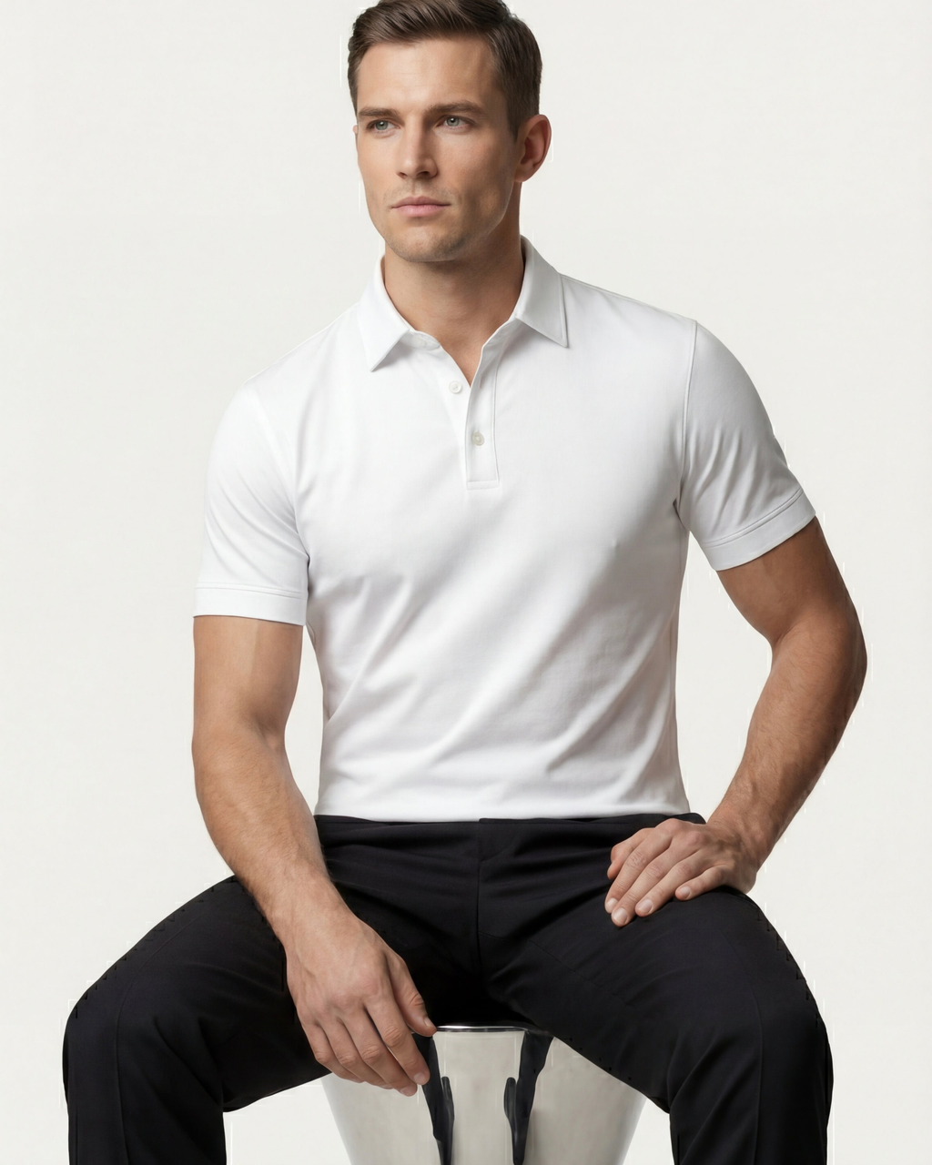 MERCERIZED COTTON POLO - WHITE
