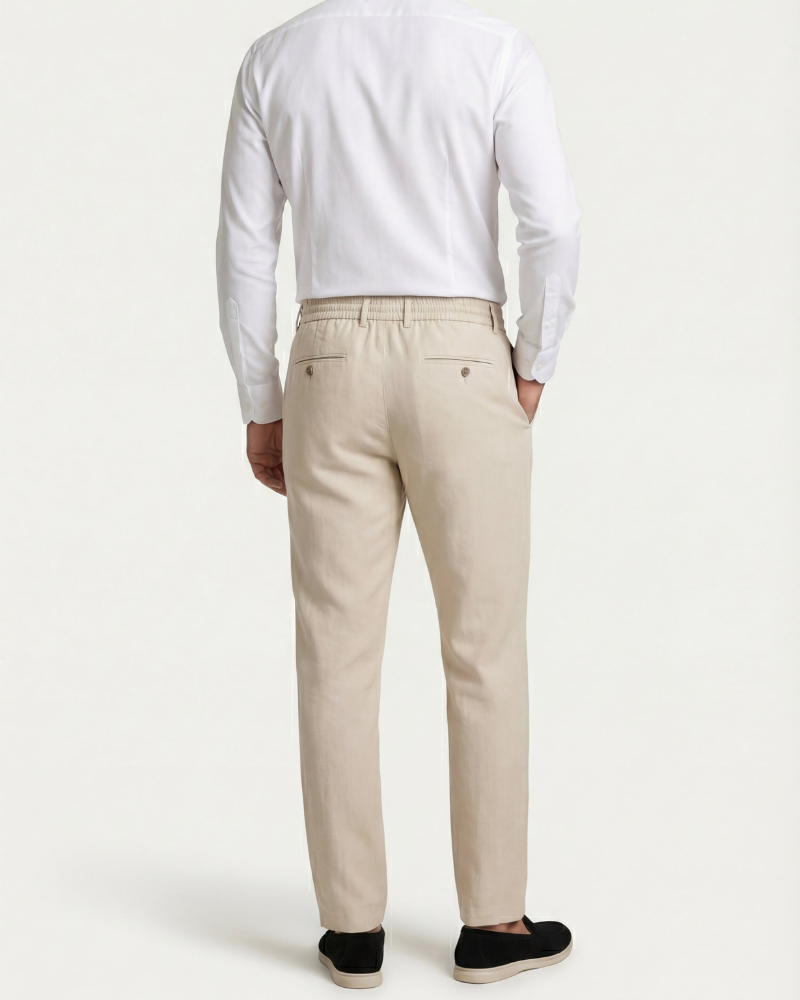 CAPRI STRETCH LINEN TROUSER - SAND