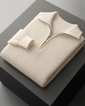 MERINO RIBBED HALF ZIP SWEATER