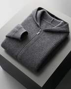 MERINO RIBBED ZIP HOODIE