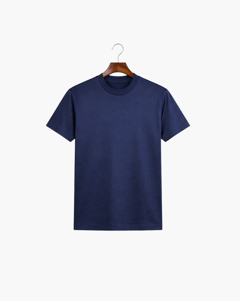 MERCERIZED COTTON TEE - NAVY BLUE