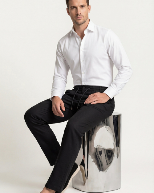 CAPRI STRETCH LINEN TROUSER - BLACK