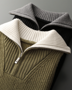 MERINO HALF ZIP REFINED SWEATER